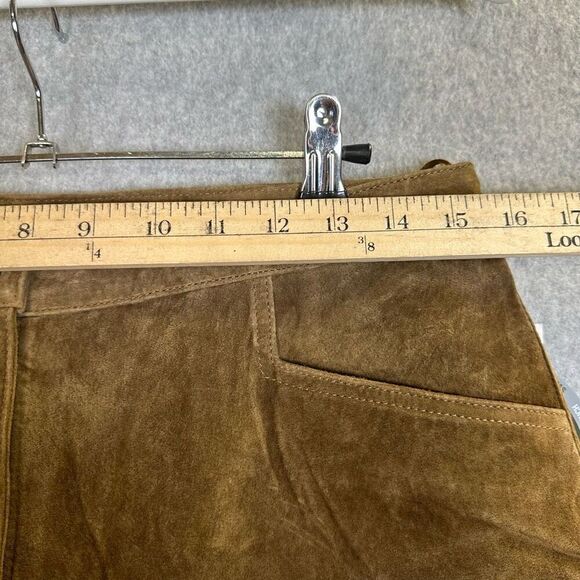 Brandon Thomas Women’s Petite 12 Genuine Leather Suede Pants brown tan - Picture 2 of 7